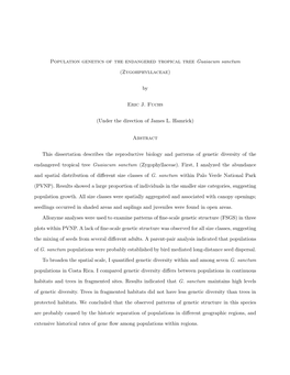 Population Genetics of the Endangered Tropical Tree Guaiacum Sanctum