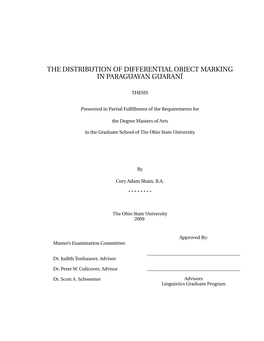 The Distribution of Differential Object Marking in Paraguayan Guaraní