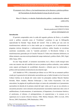 El Semanario Azul Y Blanco Y Las Transformaciones En Los Discursos Y Prácticas Políticas Del Nacionalismo De Derecha Durante La Larga Década Del Sesenta