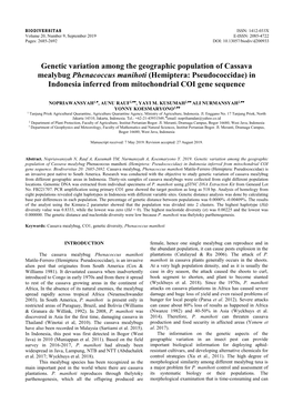 Genetic Variation Among the Geographic Population of Cassava