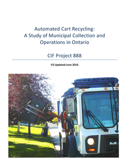 Automated Cart Recycling: a Study of Municipal Collection and Operations in Ontario