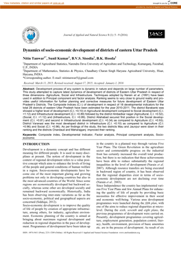 Dynamics of Socio-Economic Development of Districts of Eastern Uttar Pradesh