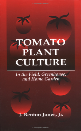 TOMATO PLANT CULTURE in the Field, Greenhouse, and Home Garden