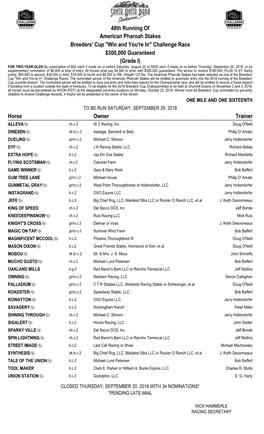 48Th Running of American Pharoah Stakes Breeders