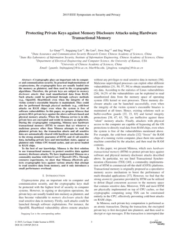 Protecting Private Keys Against Memory Disclosure Attacks Using Hardware Transactional Memory