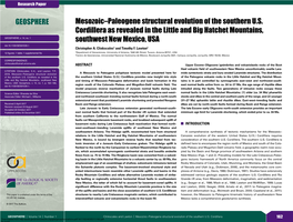 Mesozoic–Paleogene Structural Evolution of the Southern U.S. Cordillera As Revealed in the Little and Big Hatchet Mountains, GEOSPHERE; V