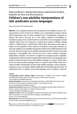 Children's Non-Adultlike Interpretations of Telic Predicates