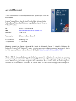 Added-Value Interfaces to Asteroid Photometric and Spectroscopic Data in the Gaia Database