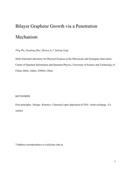 Bilayer Graphene Growth Via a Penetration Mechanism