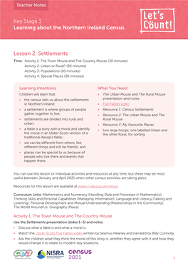 Key Stage 1 Learning About the Northern Ireland Census Lesson 2