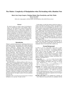 Complexity of Manipulation When Tie-Breaking with a Random Vote