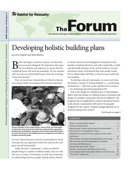 Developing Holistic Building Plans by Larry English and Kate Bistline