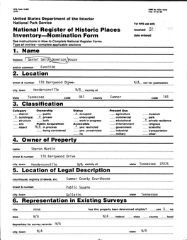 National Register of Historic Places Inventory--Nomination Form: Daniel