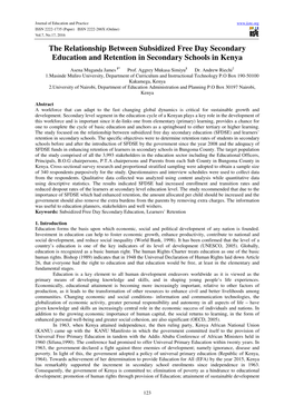 The Relationship Between Subsidized Free Day Secondary Education and Retention in Secondary Schools in Kenya