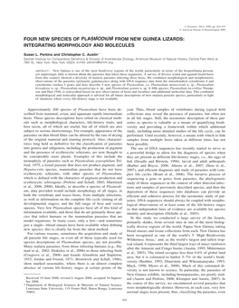 Four New Species of Plasmodium from New Guinea Lizards: Integrating Morphology and Molecules