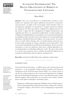 The Digital Organisation of Markets in Technoscientific Capitalism