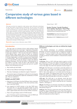 Comparative Study of Various Gates Based in Different Technologies