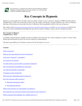 Key Concepts in Hypnosis 11/13/2006 05:19 PM