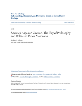 Socrates' Aspasian Oration: the Play of Philosophy and Politics in Plato's