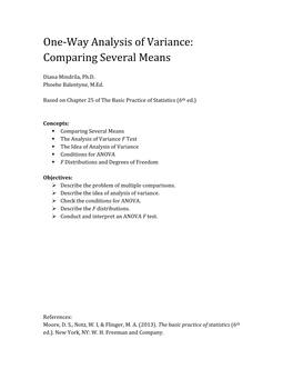 One-Way Analysis of Variance: Comparing Several Means