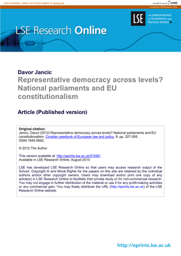 National Parliaments and EU Constitutionalism