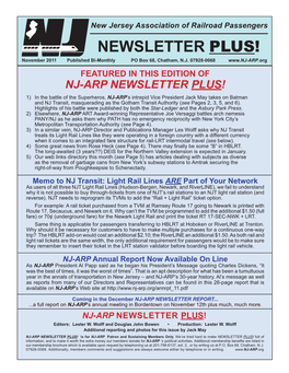 NEWSLETTER PLUS! November 2011 Published Bi-Monthly PO Box 68, Chatham, N.J