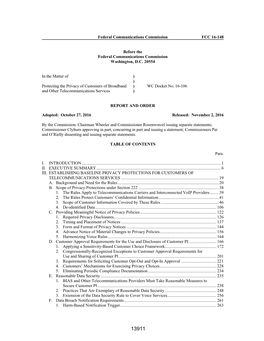 Protecting the Privacy of Customers of Broadband and Other Telecommunications Services, WC Docket No