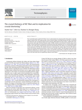 The Crustal Thickness of NE Tibet and Its Implication for Crustal Shortening☆