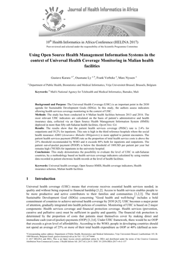 Using Open Source Health Management Information Systems in the Context of Universal Health Coverage Monitoring in Malian Health Facilities