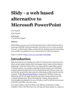 Slidy - a Web Based Alternative to Microsoft Powerpoint