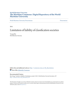 Limitation of Liability of Classification Societies Young Min World Maritime University