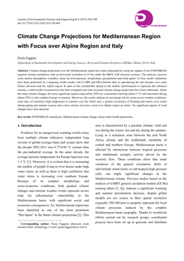 Climate Change Projections for Mediterranean Region with Focus Over Alpine Region and Italy
