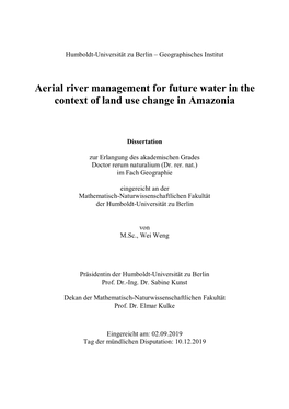 Aerial River Management for Future Water in the Context of Land Use Change in Amazonia