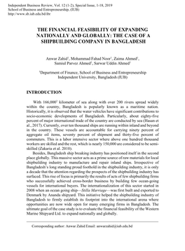The Financial Feasibility of Expanding Nationally and Globally: the Case of a Shipbuilding Company in Bangladesh