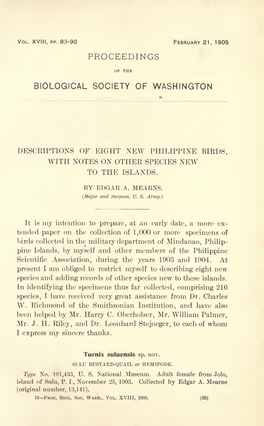 Proceedings of the Biological Society of Washington