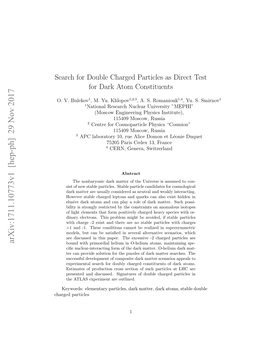 Arxiv: Search for Double Charged Particles As Direct Test for Dark