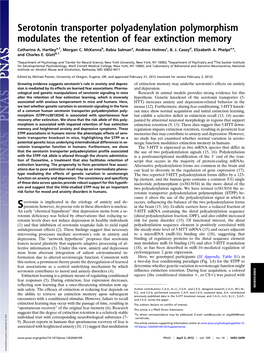 Serotonin Transporter Polyadenylation Polymorphism Modulates the Retention of Fear Extinction Memory