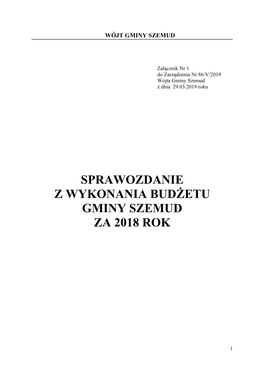 Sprawozdanie Z Wykonania Budżetu Gminy Szemud Za 2018 Rok