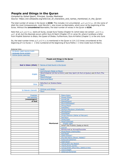 People and Things in the Qur'an