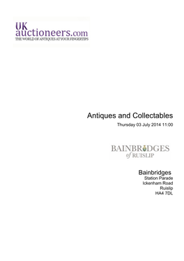 Antiques and Collectables Thursday 03 July 2014 11:00