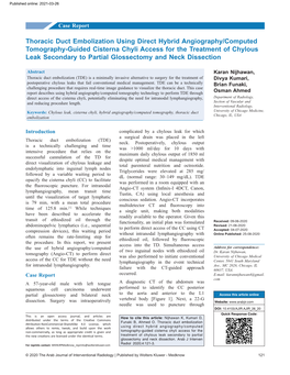 Thoracic Duct Embolization Using Direct Hybrid Angiography