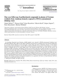 One-Year Follow-Up of Perfluorinated Compounds in Plasma of German Residents from Arnsberg Formerly Exposed to PFOA-Contaminated