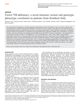 Factor VII Deficiency