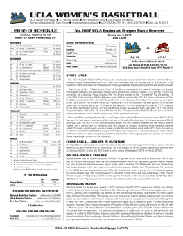 UCLA Women's Basketball UCLA Combined Team Statistics (As of Jan 04, 2013) All Games