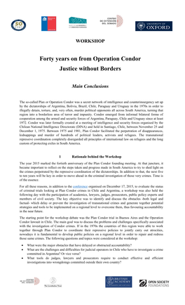 Forty Years on from Operation Condor Justice Without Borders