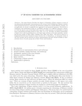 Arxiv:2102.10690V1 [Math.NT] 21 Feb 2021 A