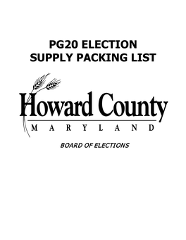 Pg20 Election Supply Packing List