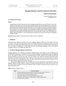 Mortgage Origination: Important Lessons for South Africa