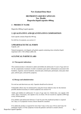 New Zealand Data Sheet IBUPROFEN LIQUID CAPSULES
