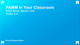 PAMM in Your Classroom Zanele Muholi: Ngwane I, Oslo Grades: 9-12 Welcome to Pérez Art Museum Miami Pérez Art Museum Miami About Us